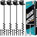 25" Ground Anchors Screw in, Mobile Home Anchors with Upgraded Wider Spiral Blades, Earth Anchors Swing Set Anchors High Wind Heavy Duty for Shed, Trampoline, Carports(Set of 4) (Black)
