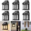 6pcs Solar Fence Lights, Motion Sensor Outdoor Light, 3 Lighting Modes Dusk to Dawn Porch Lamp IP65 Waterproof, Outdoor Solar Wall 600LM, 1200mah Suitable for Patios, Porches, Garage (Black)