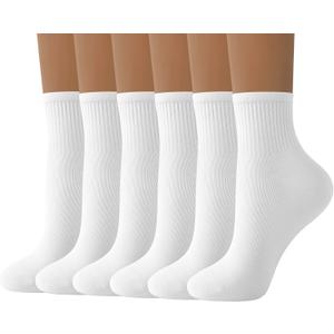DIBAOLONG Womens Mini Crew Socks Casual Cute Soft Ankle Socks 6 Pairs, Size 5-10