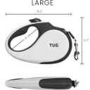 TUG 360 Tangle-Free Retractable Dog Leash | 16 ft Strong Nylon Tape | One-Handed Brake, Pause, Lock (Large, White)