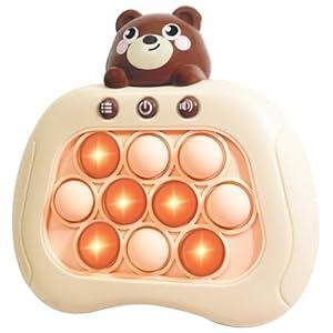 Intoypad Pop The Target! Handheld Speed Push Game Machine: A Fun Multiplayer Game for Family. Sensory Fidget Toy Christmas Toys Gifts for 6 7 8 9 10 11 12 Years Old Kids Road Trip Car Games Kids Bear,  Brown Bear Console
