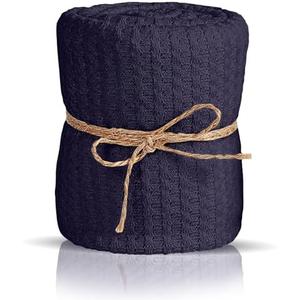 Twinkle Nest Baby Wrap Newborn Photography Wrap Baby Swaddle or Blanket for Newborn Photography Props. Waffle Knit Swaddle Infant Photoshoot Props for Boy or Girl (Navy)