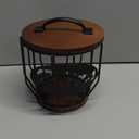 Yangbaga Coffee Filter Holder with Wood Lid, Wood and Metal Coffee Filter Storage Container Basket for Coffee Filters 2-4 Cup, Round Coffee Filter Holder Case for Counter, Coffee Bar Accessories decor (5.35.5in)