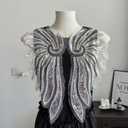 2Pairs/4pcs Golden Silver Wings Hand Stitched Sequin Beading Embroidered Lace Applique for Party Wedding Dress Clothing Shoulder Accessories