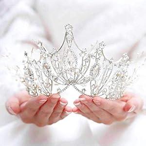 Unicra Silver Princess Crown Quinceanera Tiara Bridal Wedding Rhinestone Crowns for Women Unicra Silver Princess Crown Quinceanera Tiara Bridal Wedding Rhinestone Crowns for Women