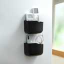 LINFIDITE Adhesive TV Remote Control Holder Wall Mount TV Remote Holder Wall Remote Control Caddy Storage Organizer Universal Controller Stand Box (For 2 Or 3 Remote Controls Black Quantity 2
