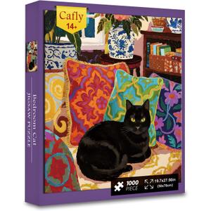 1000 Piece Jigsaw Puzzle for Adults- Family Decoration Puzzle, Challenging Fun Puzzles Stunning Art Wall Decor, Gift for Adult Puzzle Lovers, Bedroom Cat C0808