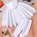 Noubeau Toddler Baby Boys Girls Halloween Costume Ghost Cloak Hooded Top Black Pants Boo Spooky Ghost Costume Cosplay Clothes (12-18 Months, White-1)