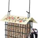 Wild Wings Decorative Metal Suet Cage Feeder for Outdoor Dcor Wild Bird Feeders, 1 Suet Cake Capacity, Hanging Suet Feeder, Black