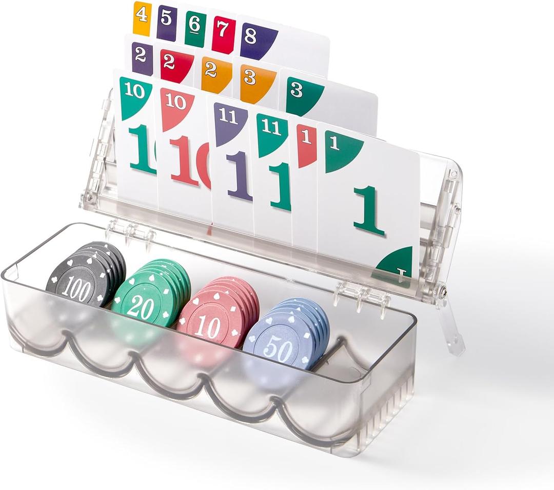 Card Holder with Poker Chip Storage, Playing Card Holder Tray for Kids and Adults, Card Holders for Playing Cards for Seniors, Little Hands, or Arthritis Hands (2 Pack)