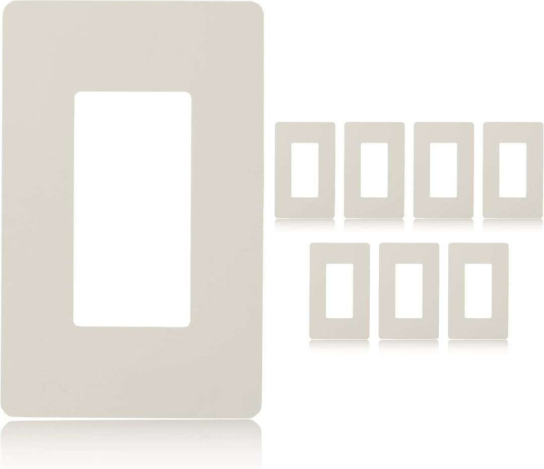 Faith Electric 1-Gang Decorator Screwless Wall Plates Child Safe Outlet Covers, 4.68"H x 2.93" L, Fits GFCI, USB Receptacles, Dimmers, and Lighting Controls, ETL Listed, 8-Pack, Almond, 8 Piece