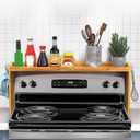 IIIOIIIA Bamboo Over the Stove Spice Shelf for Kitchen, 31.5" Spice Rack Organizer Shelf with 6 hooks, 11.4" Height Extra Storage Countertop, Easy to Assemble, 30"