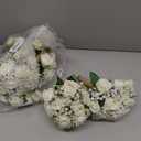 Artificial Bridesmaid Bouquets Set of 6 for Wedding - 7 inch White Flowers Bouquets for Bridesmaids, Faux Rose Gypsophila Rustic Small Floral Bouquet Fake Boho Wedding Party Ceremony Anniversary Decor