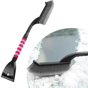 Snow Brush with Ice Scraper, 26 Inches 2-in-1 Detachable Car Windshield Snow Brush, Automotive Multifunctional Ice and Snow Removal Tool, Essential Winter Car Accessories (Gray & Red)