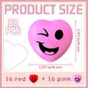 32 Pcs Heart Stress Balls,Mini Funny Heart Smile Squeeze Balls,Novelty Stress Relief Heart Shaped Ball for Class Reward,Valentines Party Gifts,Present Fillers
