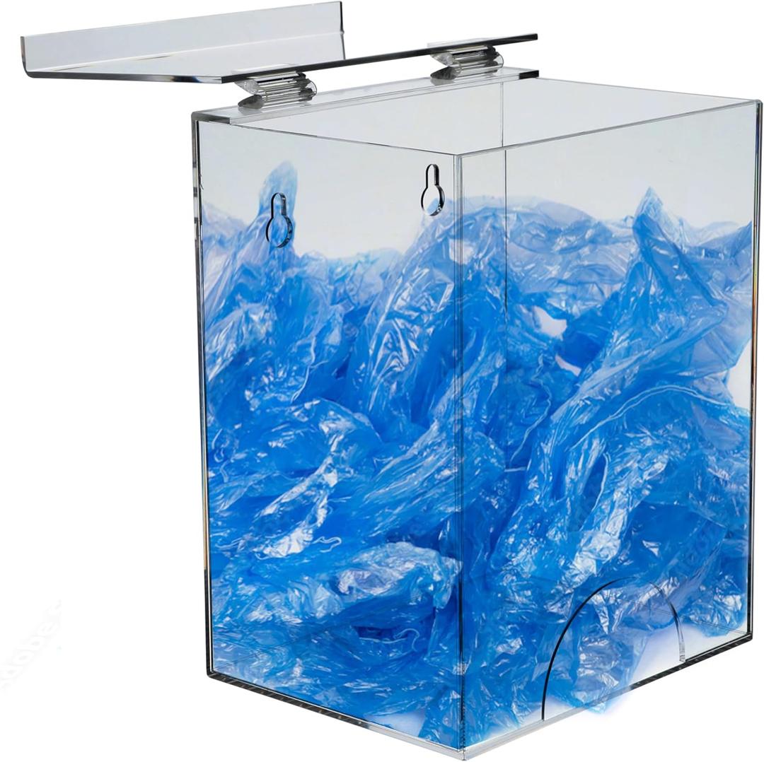 AMERICAN HOSPITAL SUPPLY Storage Container with Lid [Pack of 1]  Wall-Mount Acrylic Dispenser for Gloves, Face Masks, Hairnets | Clear Medical Organizer | 7.1" L x 5.5" W x 9.1" H