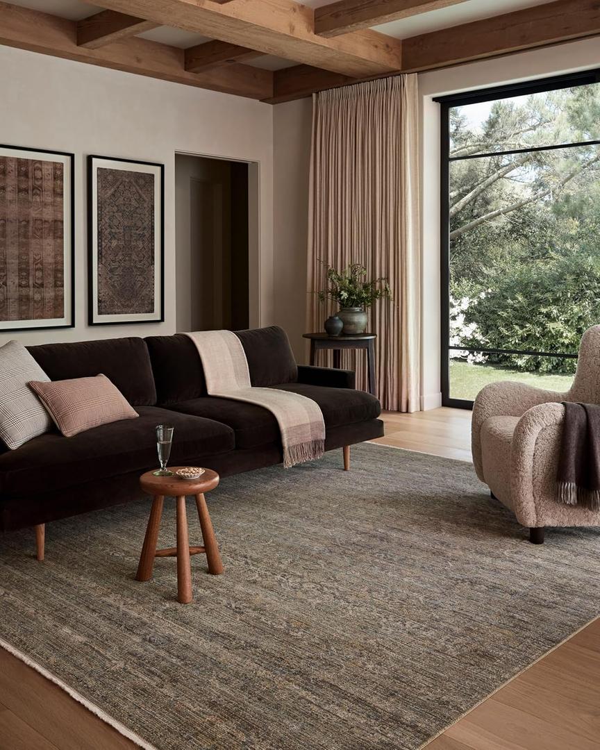 Loloi Amber Lewis Molly Collection MOL-05 Lagoon/Natural 6'-7" x 9'-2" Low Pile Area Rug