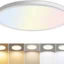 hunhun 3200lm LED Flush Mount Ceiling Light 12 Inch,5CCT Adjustable, Super Slim 0.87 inch led Ceiling Light Fixture for Bedroom, Living Room, Dining Room (White, 1-Pack)