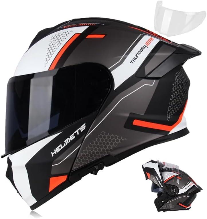 Uchoose Flip Up Full Face Modular Motorcycle Helmet for Adults Cascos para Motos Street Bike Motocross Helmet DOT Approved Dual Visor (Small)
