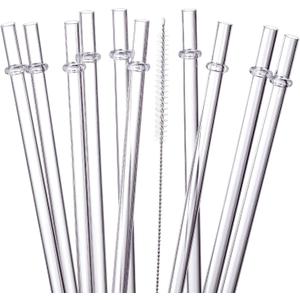 4-Pack HIGHLY Transparent Reusable Plastic Straws with 4 Cleaning Brushes, 10.5 in Long Drinking Straws, Clear Replacement Straw for 16 24 30 32 OZ Tumblers, Cups, Jars, YETI, Starbucks - BPA FREE