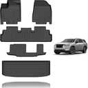 All Weather Car Floor Mats & Cargo Liner Set Fit for Nissan Pathfinder 8 Seat 2022 2023 2024 2025 Floor Liners Trunk Liner Pathfinder Cargo Mat Accessories Black
