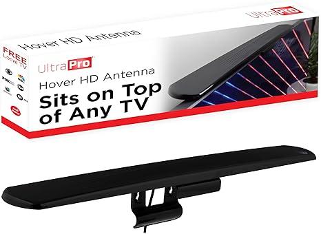 UltraPro Hover Digital TV Antenna Indoor for Smart TV, Long Range HD Local Channels, Easy Mount on Top Design, Supports 4K 1080P HDTV VHF UHF, 360° Reception, 83713