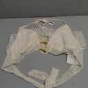 MakeMeChic Women's Y2k Crochet Halter Top Open Back Metal Ring Draped Front Summer Sequin Rave Party Going Out Tops, S