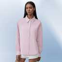 VVCsunshine Womens Button Down Shirts Solid Long Sleeve Blouses Breathable Casual Oxford Shirts Collared Tops (Large, Pink)