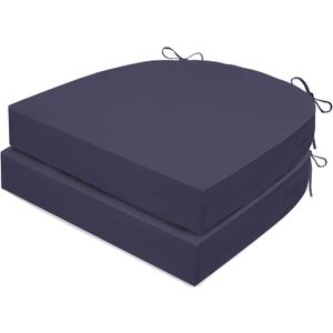 Outdoor Chair Cushions Set of 2, Waterproof Foam Patio Seat Cushions with Ties for Garden Sofa & Dining Furniture, 3-Year Color Fastness, 16x17x2 Inch, Grey