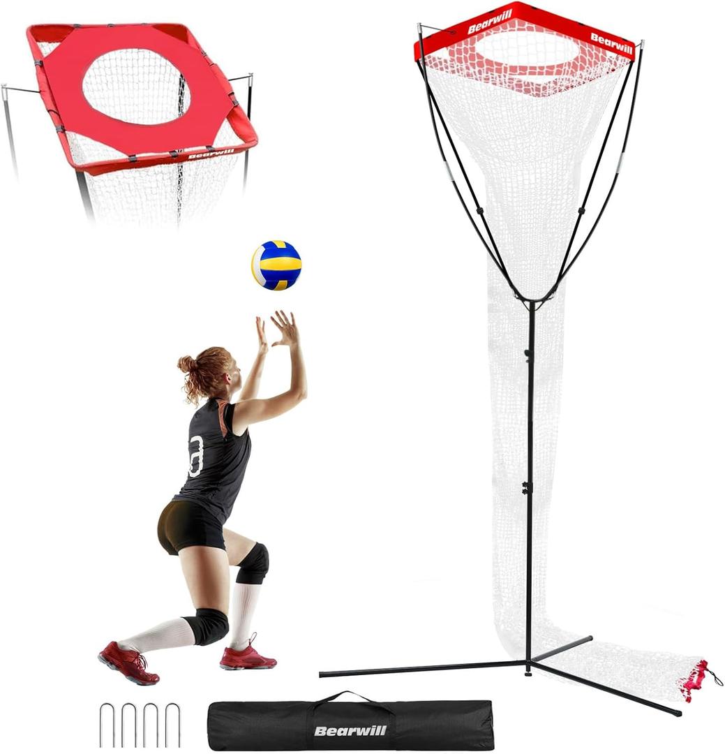Bearwill Volleyball Setter Trainer Net, Volleyball Training Equipment Adjustable Angle Height 8-13 FT Setter Net, Indoor Outdoor Volleyball Practice Net System for Serving, Spiking and Setting Bearwill Volleyball Setter Trainer Net, Volleyball Training Equipment Adjustable Angle Height 8-13 FT Setter Net, Indoor Outdoor Volleyball Practice Net System for Serving, Spiking and Setting