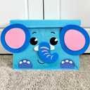 QUOKKA Toy Storage Box for Boys and Girls - 16x12x10 In Elephant Toy Chest Organizer for Kids - Collapsible - Handles - Flip Top Lids - Fabric Foldable Bin for Playroom - Nursery Room Organization