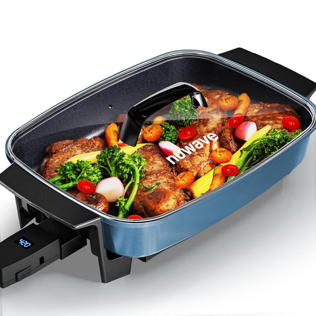 Nuwave Medley XL Digital Electric Skillet, Family Size Griddle w/Glass Lid, 2025 New & Improved Precision Heating, 100-425F, PFAS Free G11 Nonstick Ceramic Coating, Portable Hot Plate, 7qt Capacity