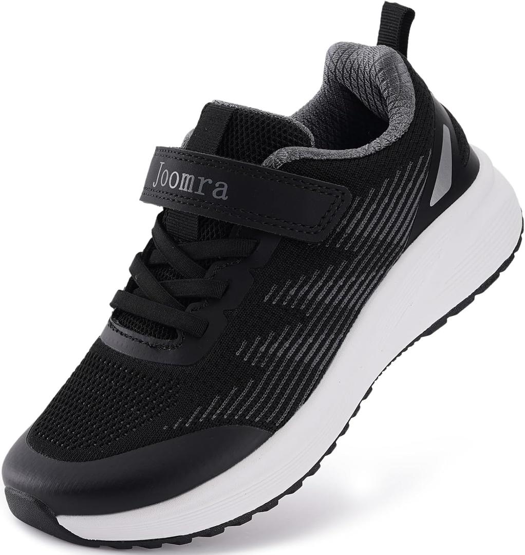 Joomra Little Kids Wide Toe Box Walking Shoes for Boys Girls Size 1W Tennis Athletic Width Fashion Running Sneakers Black 32