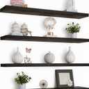 36 Inch Floating Shelves for Wall Rustic Brown Wood Wall Shelves for Bedroom Set of 4