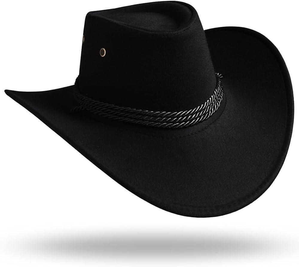 thuizen Classic Rolled Western Cowboy Hat (One Size, Black)