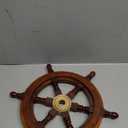 Brainmart 12” Nautical Ship Wheel | Wooden Boat Steering Wheel Wall Décor | Handcrafted Coastal Beach, Ocean & Pirate Themed Decoration for Living Room, Bedroom, Patio or Outdoor | Rustic Brown Finish
