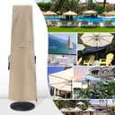 600D Patio Umbrella Parasol Cover Waterproof Outdoor Anti-UV Protective Cover with Zipper Fits Market Umbrella Up to 14 Feet,Khaki