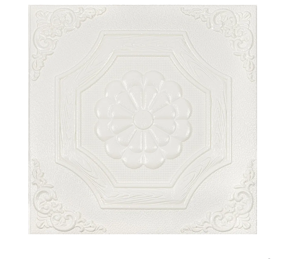 Elffloor Ceiling Tiles Peel and Stick Waterproof 3D Foam Self-Adhesive Flower Ceiling Sticker 13.8 in×13.8 in, Pack of 32, Covering42 sq.ft for roof and Wall