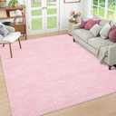 Living Room Area Rug 9x12 Machine Washable Rug Non-Slip Stain Resistant Modern Abstract Bedroom Rug Contemporary Throw Floor Carpet for Dining Room Solid Area Rug for Home Office, Pink
