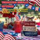 Gerrii 4 Pcs 4th of July Table Decor, Vintage 250th Anniversary Decorations, Patriotic Wooden Sign, Memorial Day Tabletop Tiered Tray for Independence Day Home & Office Party Shelf Display