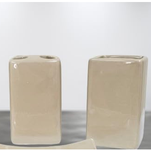 12 Pieces Bathroom Countertop Set Ceramic Accessories Solid Colors Soap Dispenser Soap Dish Toothbrush Holder Toothpaste Holder (Taupe)