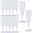 Plastic Champagne Flutes,48PCS White Solid Wine Glasses Goblets Shatterproof Mimosa Bar Reusable Vintage Champagne Flutes Stemmed Drinking Cups for Weddings, Bachelor Parties, Toasting,Cava, Prosecco