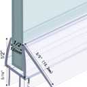 Shower Door Bottom Seal with Sweep 2Pack, 39"(990mm) Length PVC Clear Strips for 1/2"(10mm) Thick Frameless Glass Door, to Stop Water Leaking
