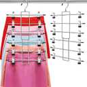 Pants Hangers with Clips,Space Saving Hanging Closet Organizer-6 Tiers Skirt Hangers with 360 Swivel Hook,Closet Organizer-Clothes Hangers (1pack)