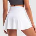 Golf Skirts for Women Crossover High Waisted Athletic Skirt Skorts Stretchy Golf Skirt with Shorts and 4 Pockets (White, L)