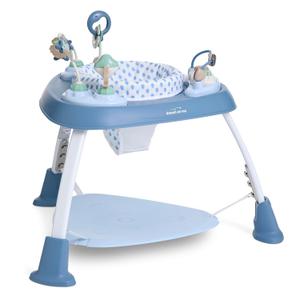 Dream On Me Pogo 3-in-1 Baby Activity Center for 4–12 Months, 360° Rotating Seat, Adjustable Height, Interactive Toys with Music, Converts to Toddler Play Table & Standing Station, Moonmist Blue