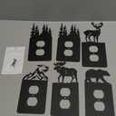 6 Pcs Metal Bear Light Switch Cover Plate Moose Tree Mountain Elk Forest Outlet Plate Toggle Outlet Wall Cover for Home (Single Flats)