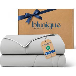 Cooling Comforter Queen Size, Double-Sided Cooling Blanket for Hot Sleepers, Breathable Lightweight Comforter for Night Sweats, All Season Cool Blanket, Soft Cold Touch,(90"x90" Light Gray)