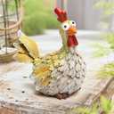 Outdoor Farmhouse Funny Chicken Statues Garden Cute Chicken Decorations Resin Animal Figurines Hen Yard Art Sculpture for Farm, Garden, Patio, Lawn, Outside Home Hen Decor