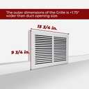 [2 Pack] Fits 14x8 Duct Opening | Steel Baseboard Return Air Grille by Handua | Vent Cover Grill | 7/8" Margin Turnback [Depth] to Fit Baseboard | White | Outer Dimensions: 15.75"W X 9.75 "H